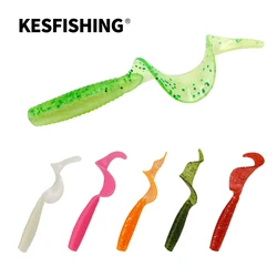 KESFISHING Sigle tail Grub Worm 85mm CT90 Isca Artificial Soft Silicone Baits For All fishing Fish Smell Fishing Lure