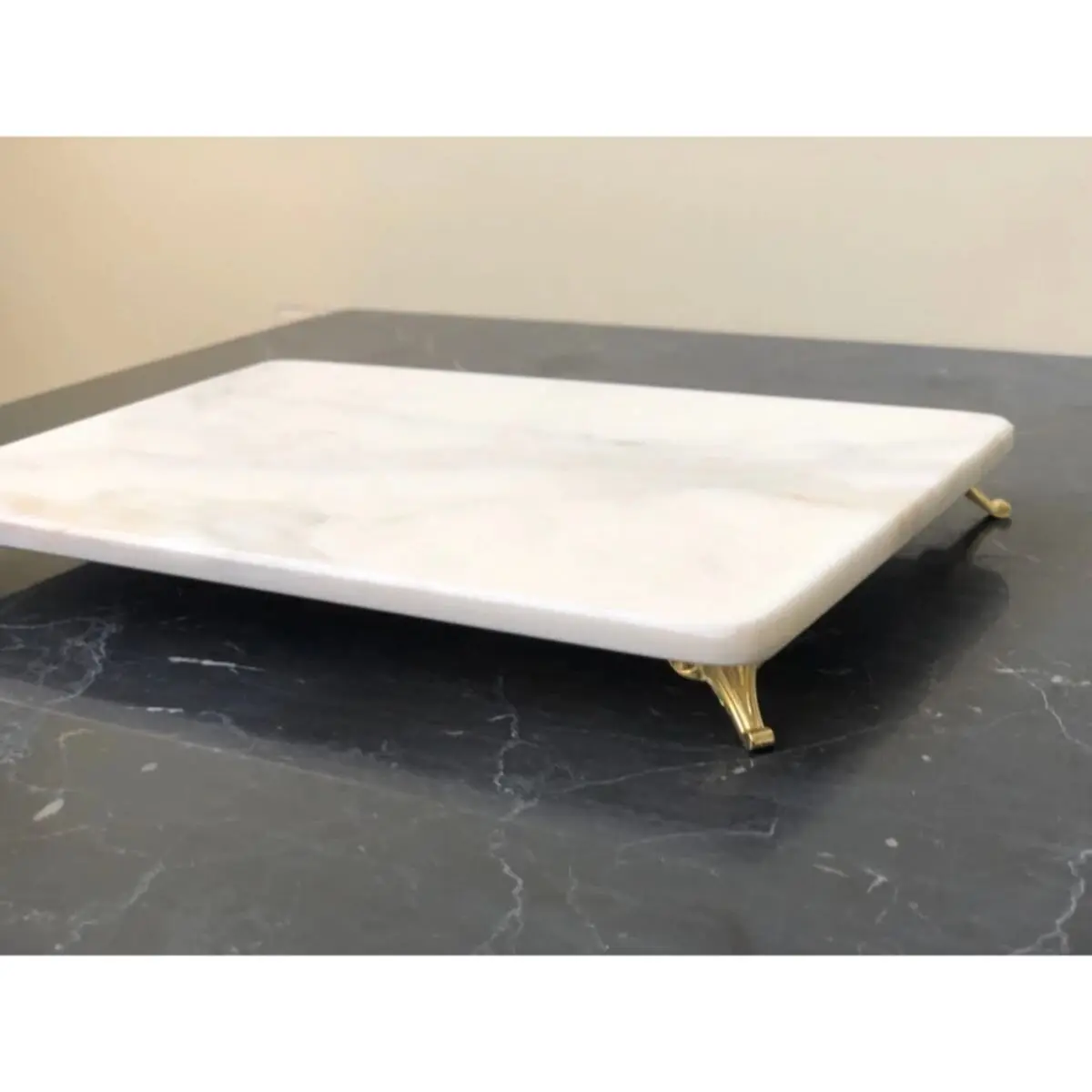 Natural Marble Presentation Tray Gold Pedestal 20x30cm Decorative Lux Service Eat at the Presentation of Organizer Multi-Purpose Tray 2022 trend