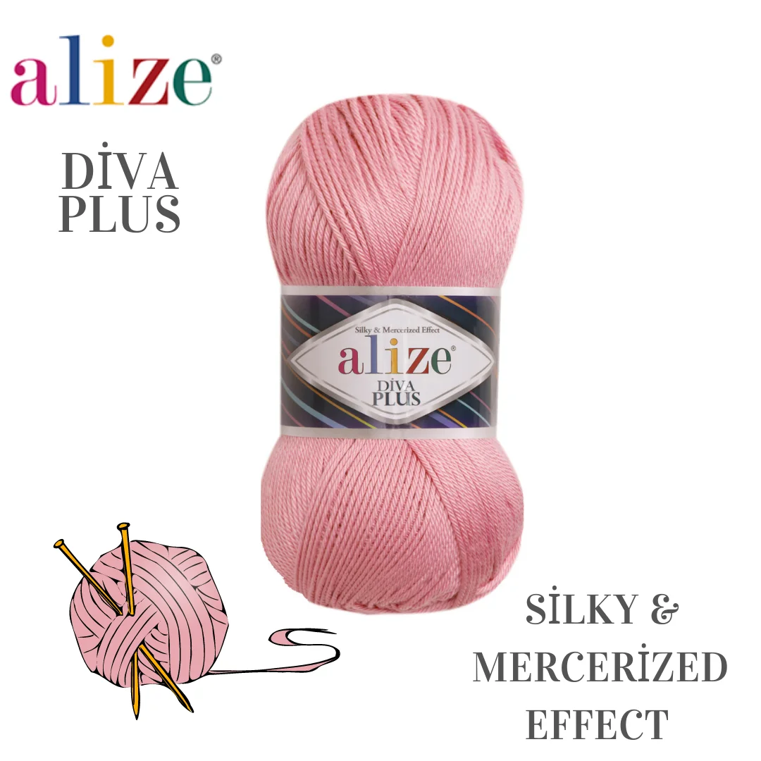 Alize Diva Plus Yarn Hand Knitting Handmade DIY Acrylic Bikini Dress Blouse Amigurumi Mercerized Effect Vest Blanket Sweater