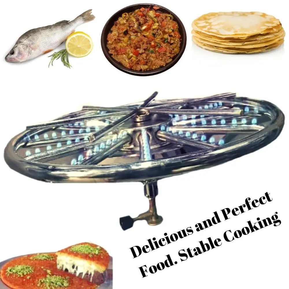 Multi-Flame Adjustable Turkish Kunefe Kadaif Fish Meat Crep Dessert 360 ° Rotating Top Lpg Gas Propane Tube Roasting cooker Stove