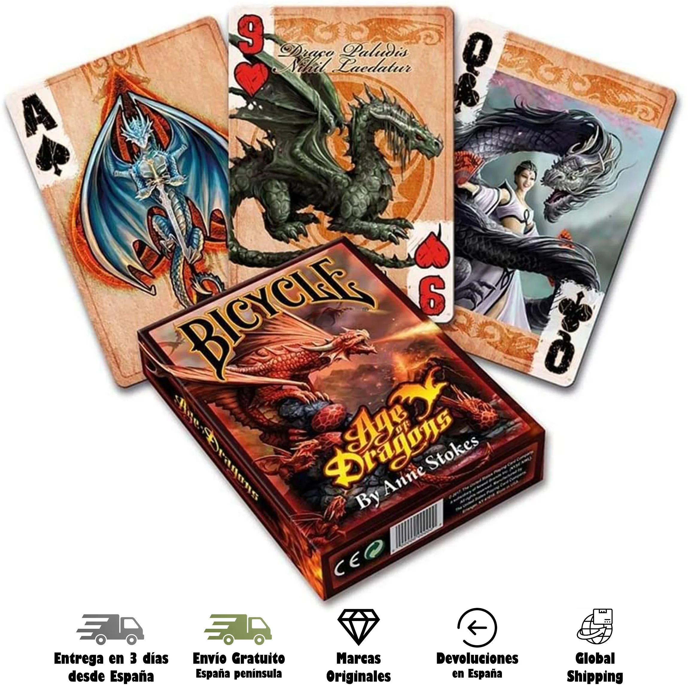 Fournier, Bicycle, deck Poker, Anne Stokes, Age of Dragons, Age of Dragons, magic, fantasy, collection, table game, adults