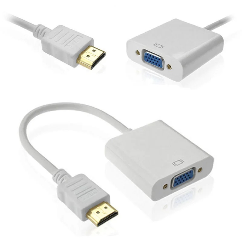 BARAC Cable Convertidor Adaptador Hdmi Macho a Vga Hembra TV, PC, PS4, PS3...HD 1080p Blanco con Cable de 20 cm Conversor de Señal Video