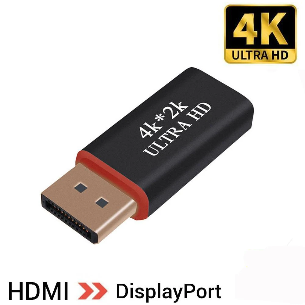 Adaptador de DisplayPort DP (macho) a HDMI (hembra) con soporte 4K convertidor de señal a máxima calidad de audio y vídeo