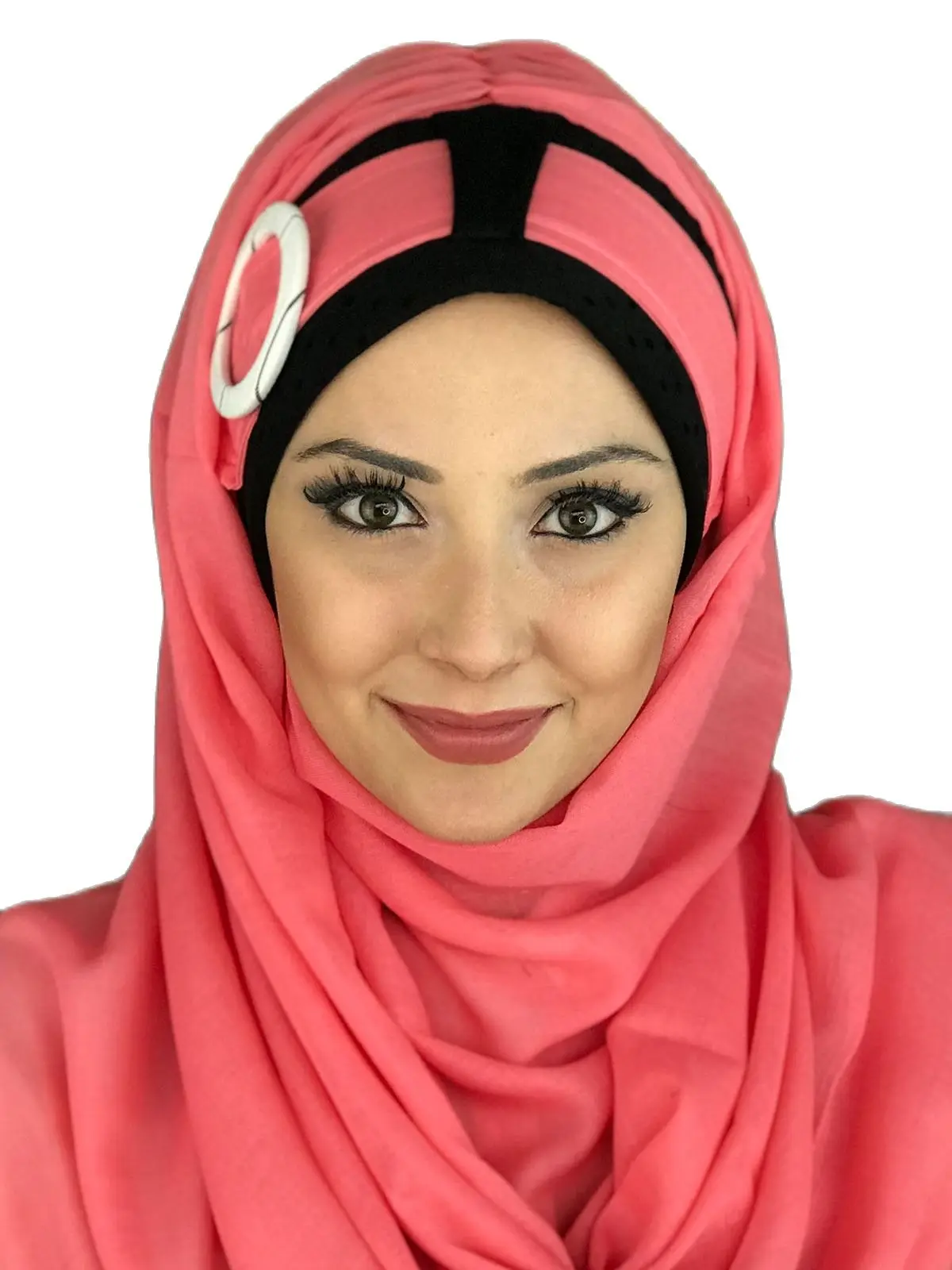 New Fashion 2021 Islamic Headscarf Turban Woman\'s Hat Spring Summer Scarf Bone Pomegranate Color Buckle Belt Ready Shawl