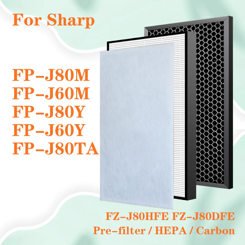 

FZ-J80HFE FZ-J80DFE HEPA Filter and Carbon Filter for Sharp FP-J80M FP-J60M FP-J80Y FP-J60Y FP-J80TA Air Purifier