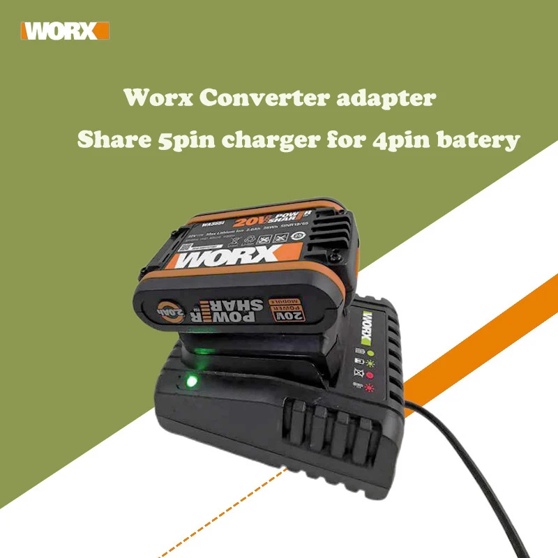 adapter for WORX 20V 4pin battery convert to 5pin battery +Charger share converter (Not 6pin WA series)