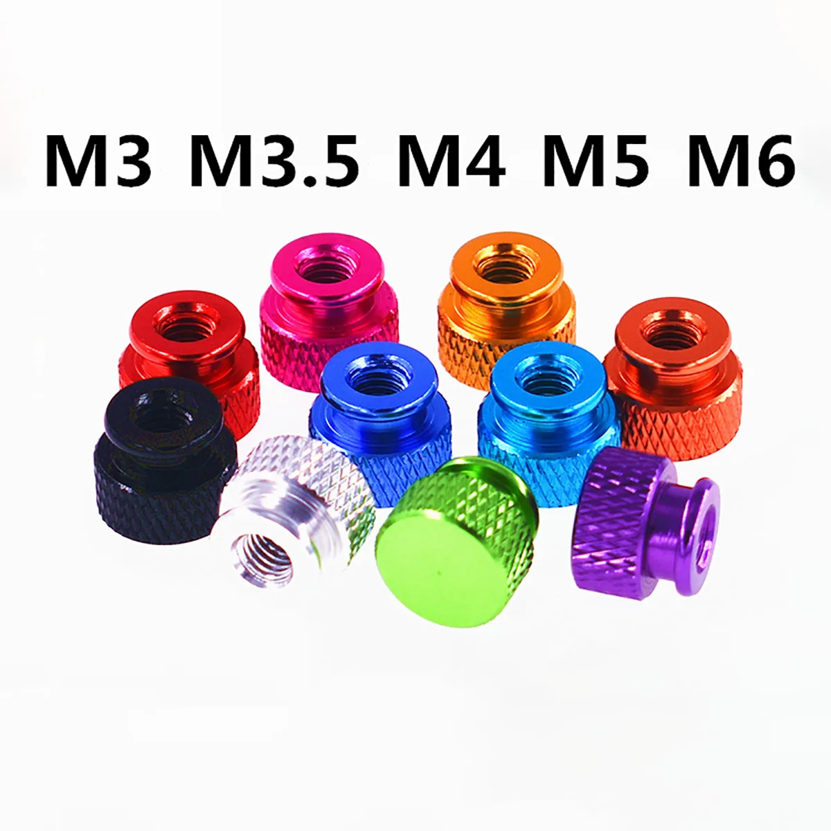 

2Pcs M3 M3.5 M4 M5 M6 Blind Hole Hand Tighten Nuts Anodized Aluminum Knurled High Step Thumb Nuts For RC Models 10 colors