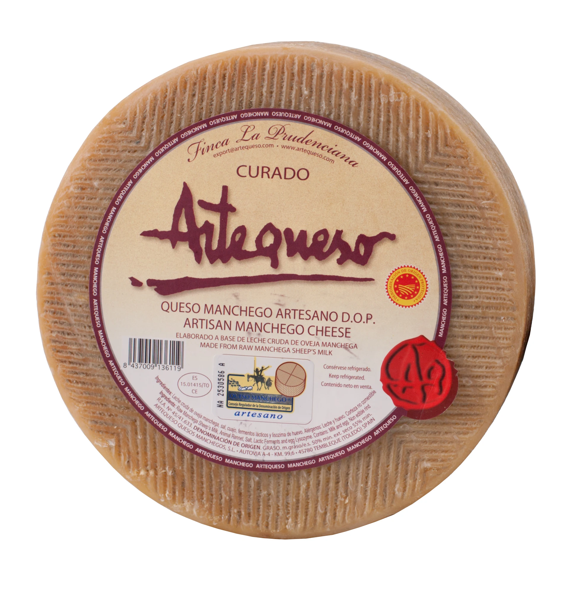 Manchego cheese artisan cured D.O.P. -Artecheese-piece 1 Kg