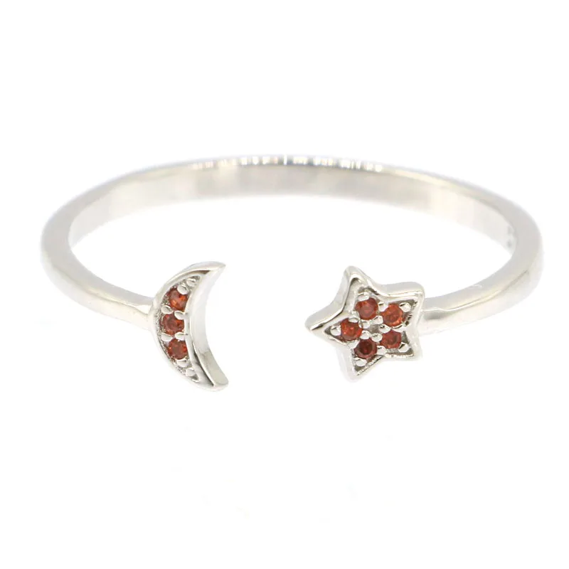 

Buy 3 Get 1 Free 12X6mm Jazaz Minimalism Elegant Star With Moon Orange Spessartine Garnet 925 Solid Sterling Silver Rings