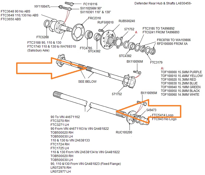 For Land Rover Defender 110 90 130 Axle Shaft FTC1724 FTC 1725 1993-2002 300Tdi Td5 High Qualitiy