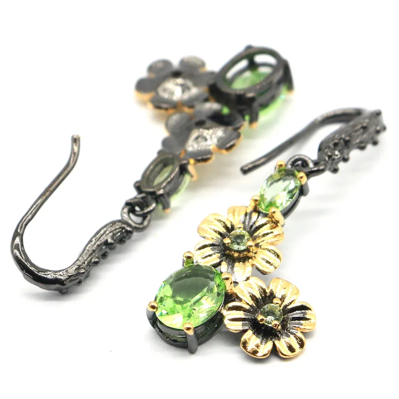 Buy 4 Get 1 Free 42x17mm Gothic Vintage Earrings  Green Tsavorite Garnet Blue Aquamarine For Women  Black Gold Earrings