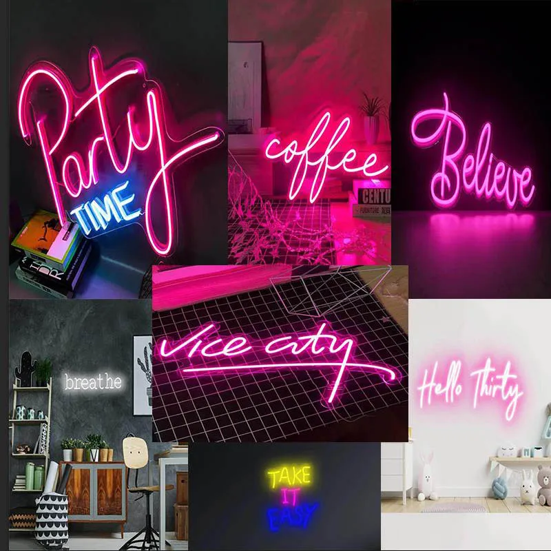 Private Custom English Phrases Neon Sign Light Fle Wall Decor Font for Window Party Shop Business LED Acrylic Brightness Design