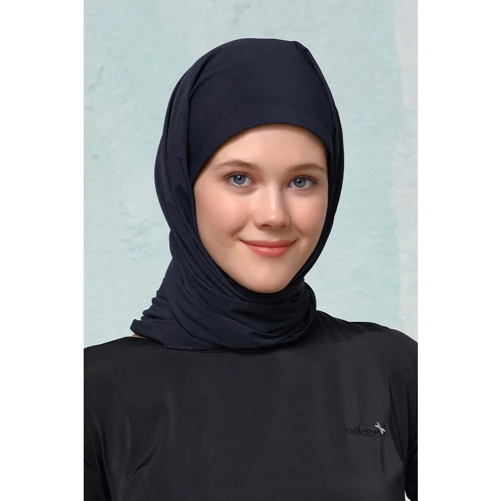 Adult Swimming Caps Hasema Navy Blue Crepe Hijab Bonnet Women Swimming Pool Hat Islamic Hats Sea Cap Bath Large Natacion Badmuts