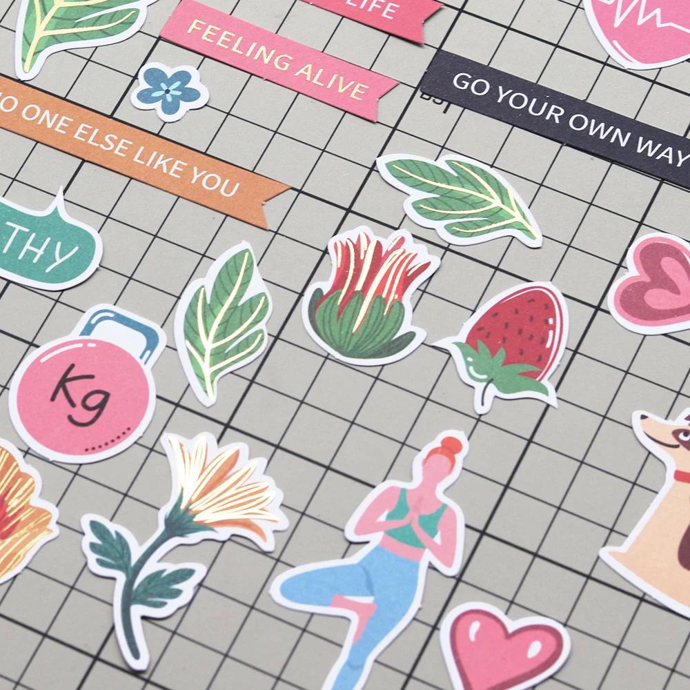 Creative Path 150 Stück Take Your Time Scrapbooking-Stanzformen, Pflanzen-Yoga-Inspirations-Papierstanzformen, Ephemera für Kartenherstellung und Journaling – Detail 12