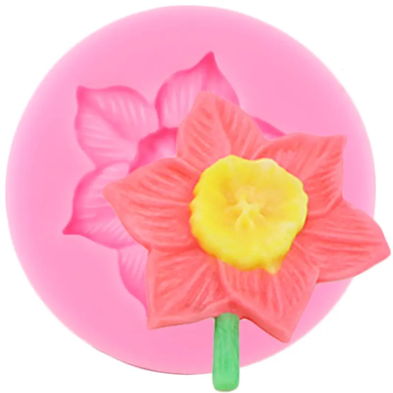 Daffodil Silicone Mold Flower Cupcake Topper Fondant Cake Decorating Tools Clay Candy Resin Molds Chocolate Gumpaste Moulds