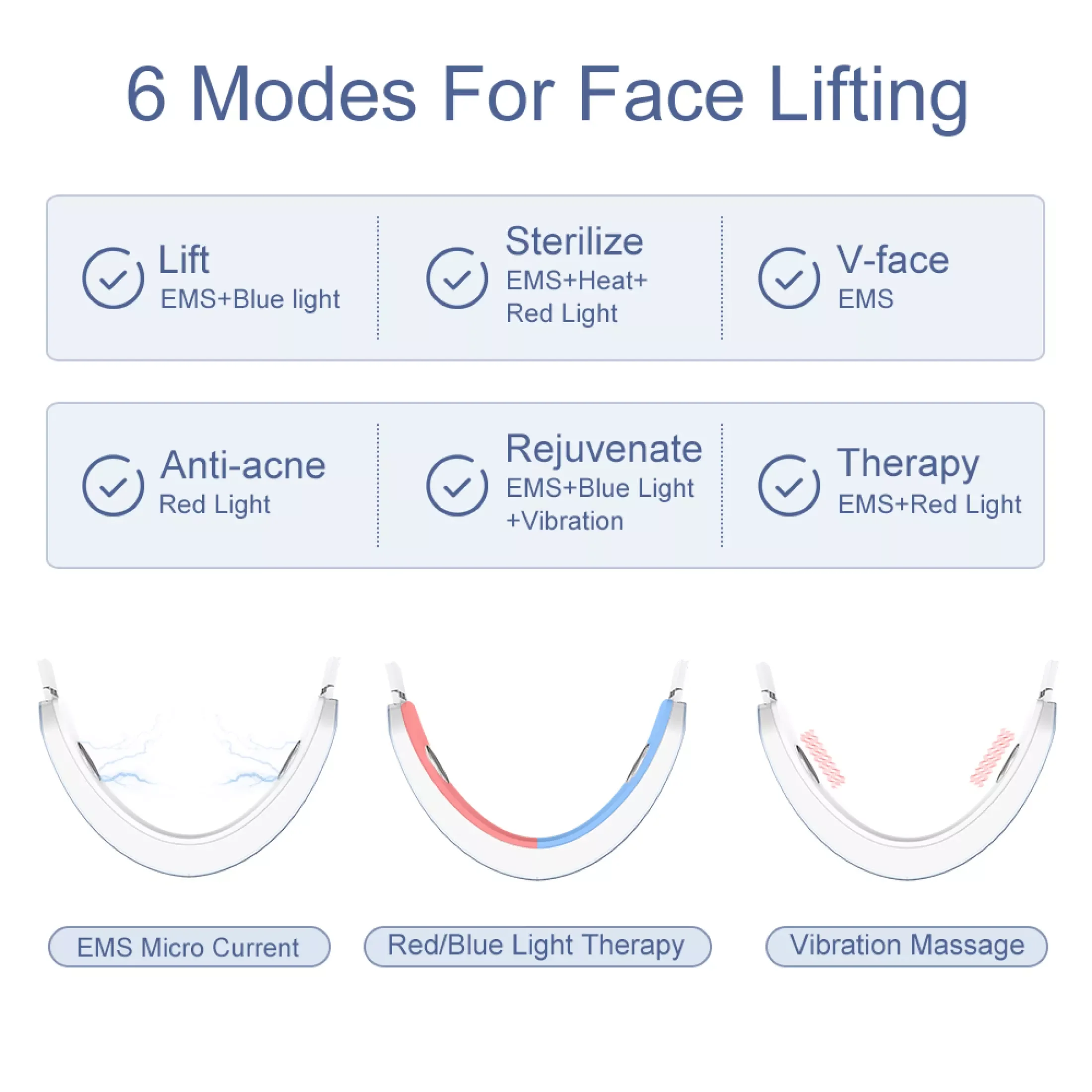 ANLAN V-Face Lifting Device Fixed Face Contour EMS Massage Double Chin Remove Red Blue Light Heat V-shaped Face Lift Device