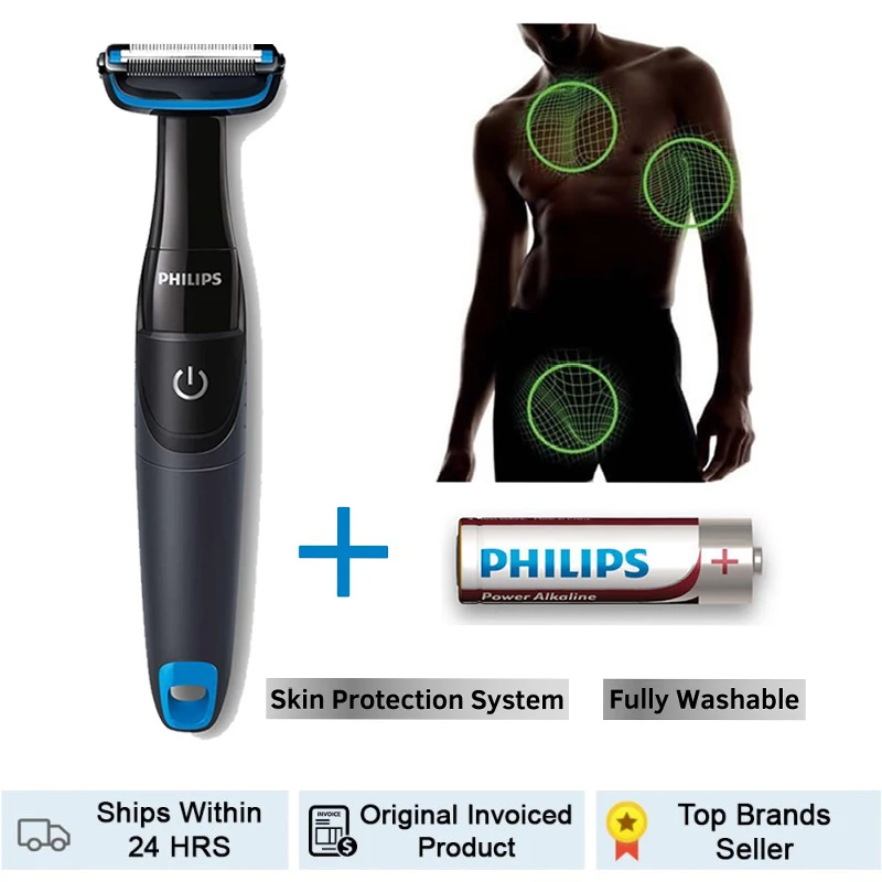 Original philips bg1024/15 barbeador elétrico recarregável masculino cuidados com o corpo barbeador para áreas sensíveis universal global (100-240v)