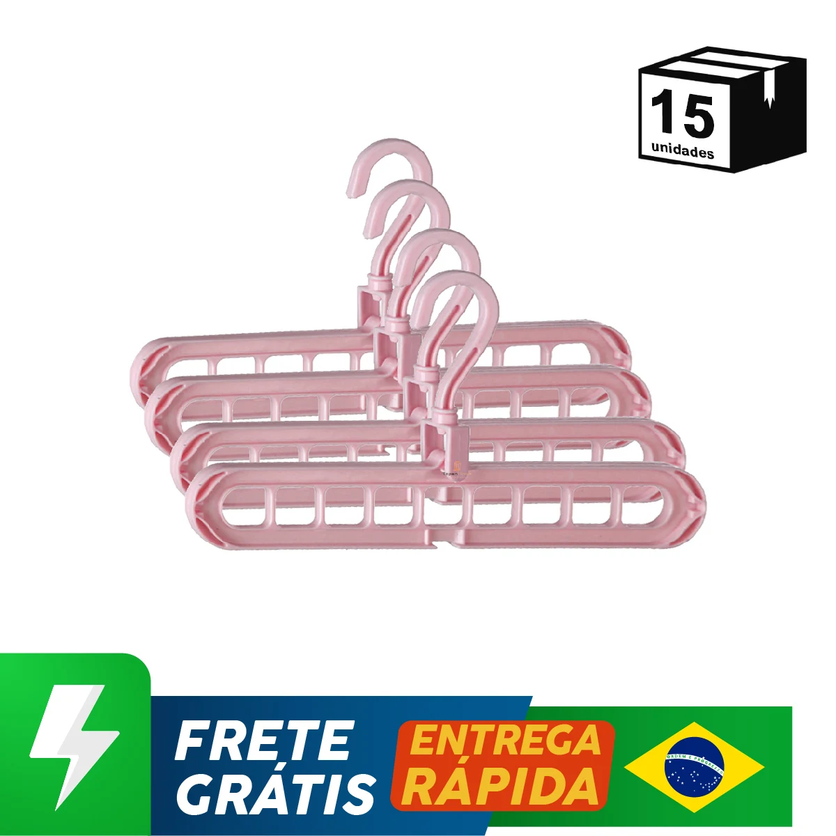 Kit 15 Unidades Suporte Organizador Para Cabides Versatil