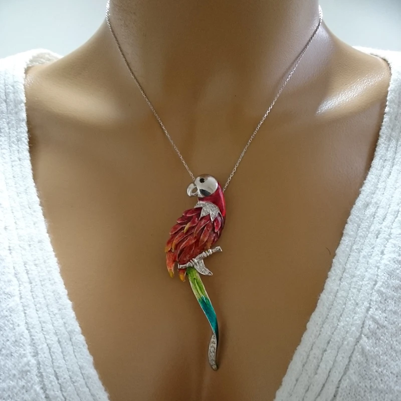 Colurful Parrot 925 Sterling Silver Necklace