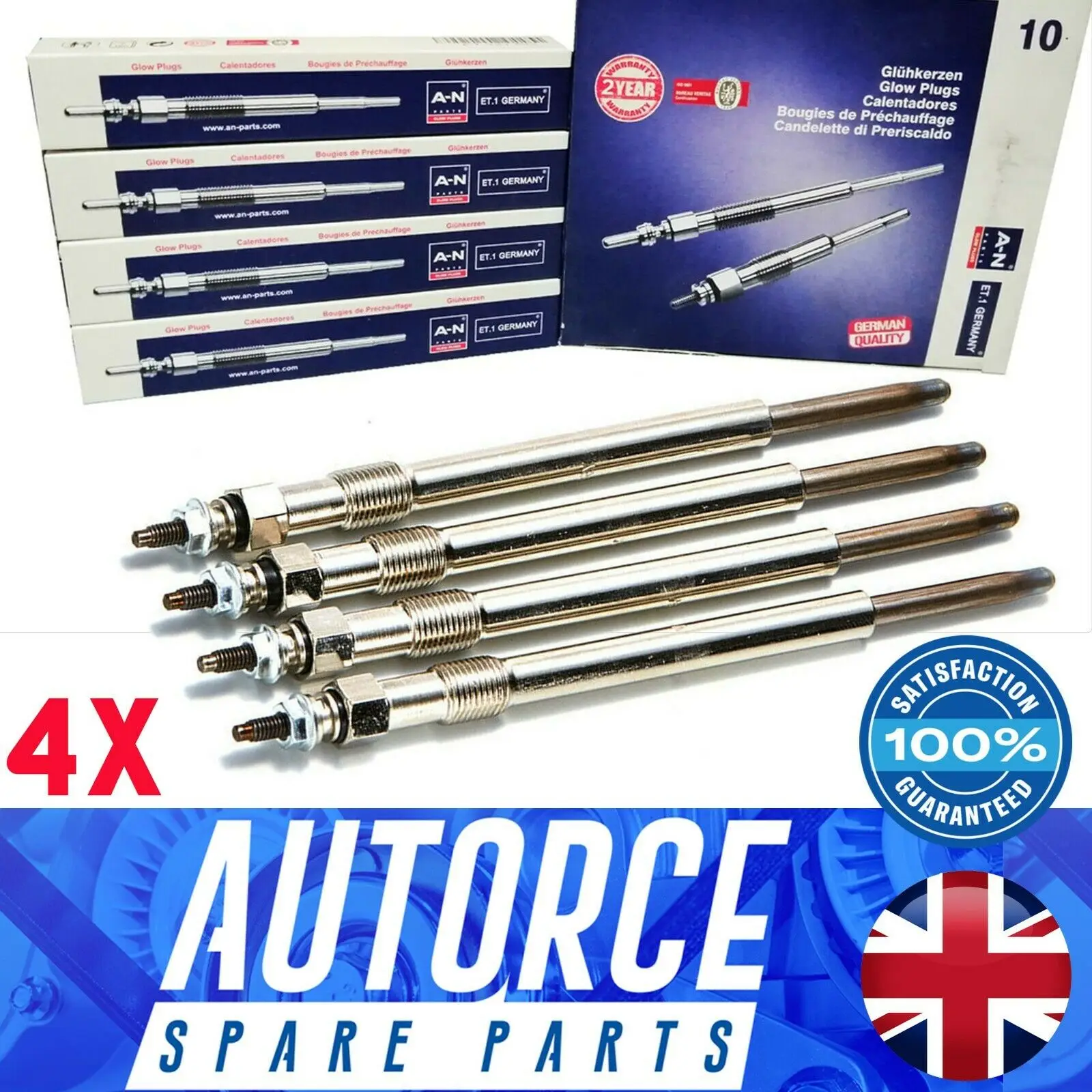 4X FOR FORD TRANSIT TOURNEO RANGER 2.2 LAND ROVER DEFENDER 2.2 TO HEATER GLOW PLUGS 1717631 , BK3Q6M090AB , 186466 , 73205072