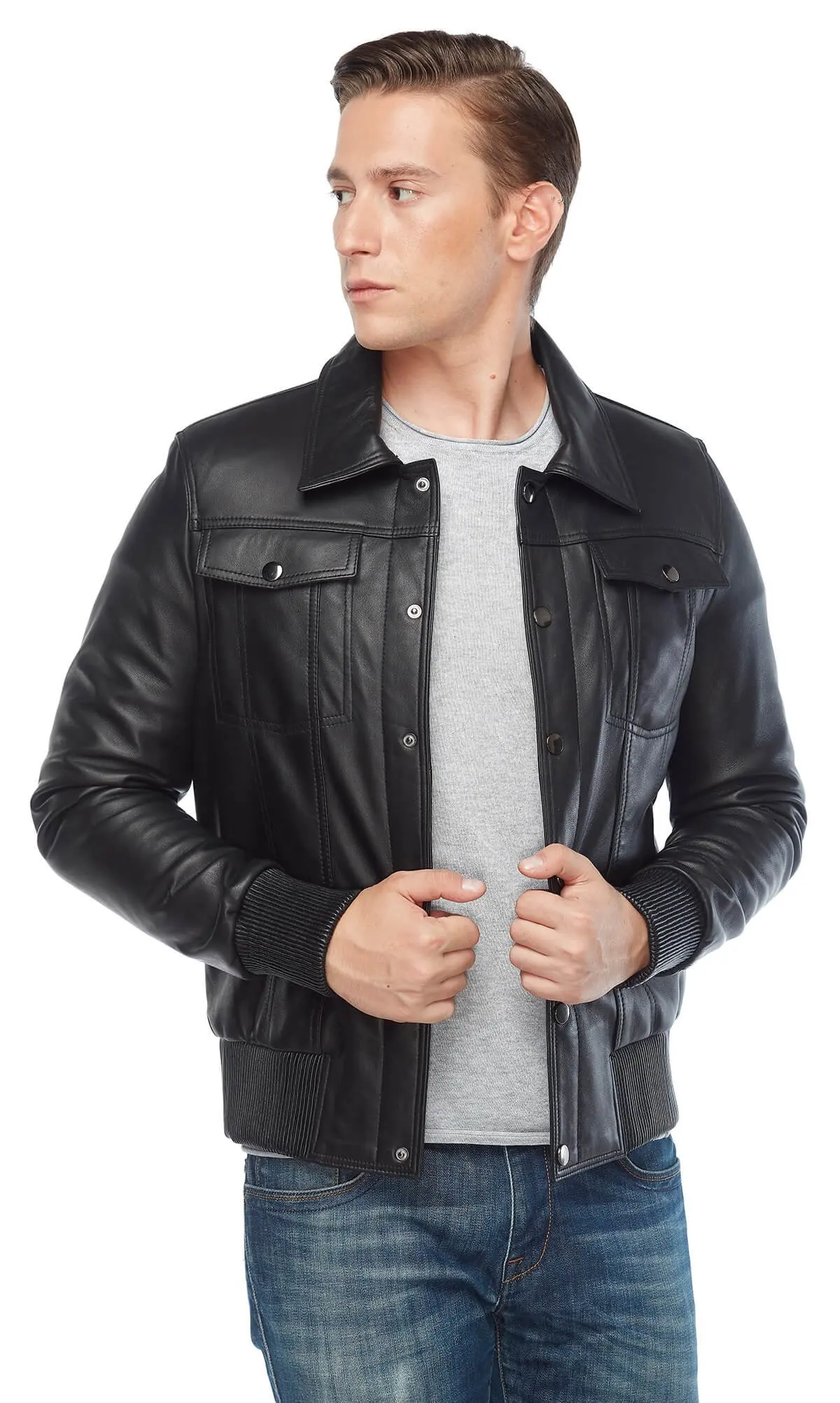 Bruto vera pelle maschio Montu nero originale pelle di agnello autunno inverno 2022 Biker Slim Large Size VintageTürkiye