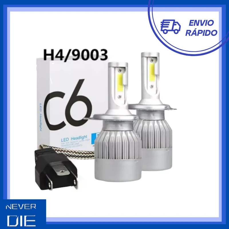 NEVERDIE STORE-(Free shipping) Par Lamps H4/H7H11/H1/HB3/9005Super Led Top 6000K 7200 Lumens C6 PROMOTION DISPATCHED IN BRA