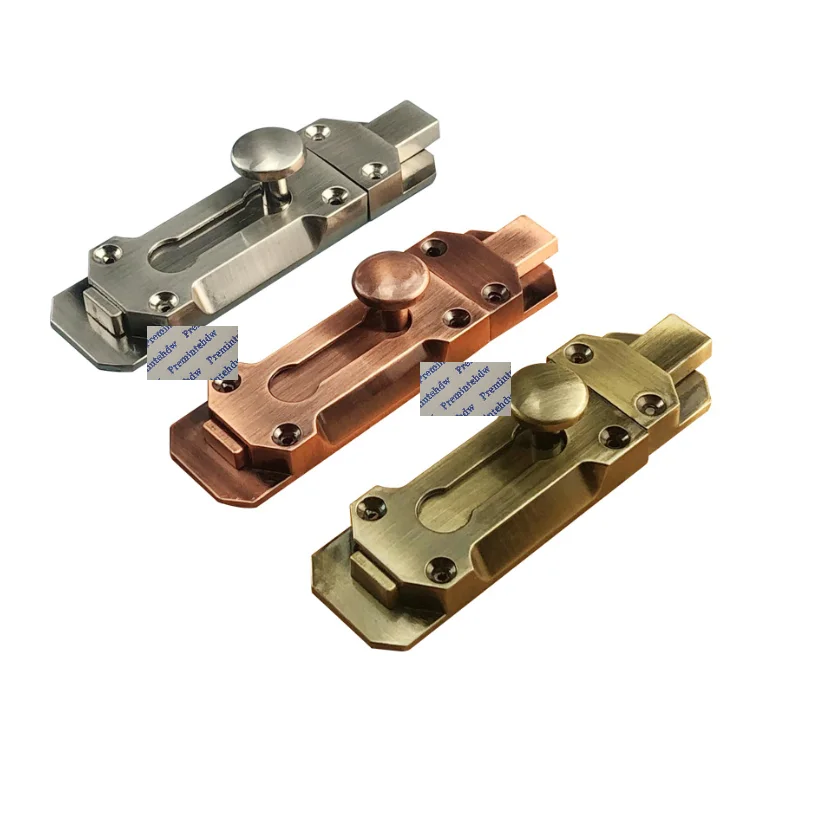 

2Pcs 3“ 4" 5” Zinc Alloy Antique European Door Slide Bolt Latch Lock Burglarproof Window Brushed Gold Red Bronze Copper