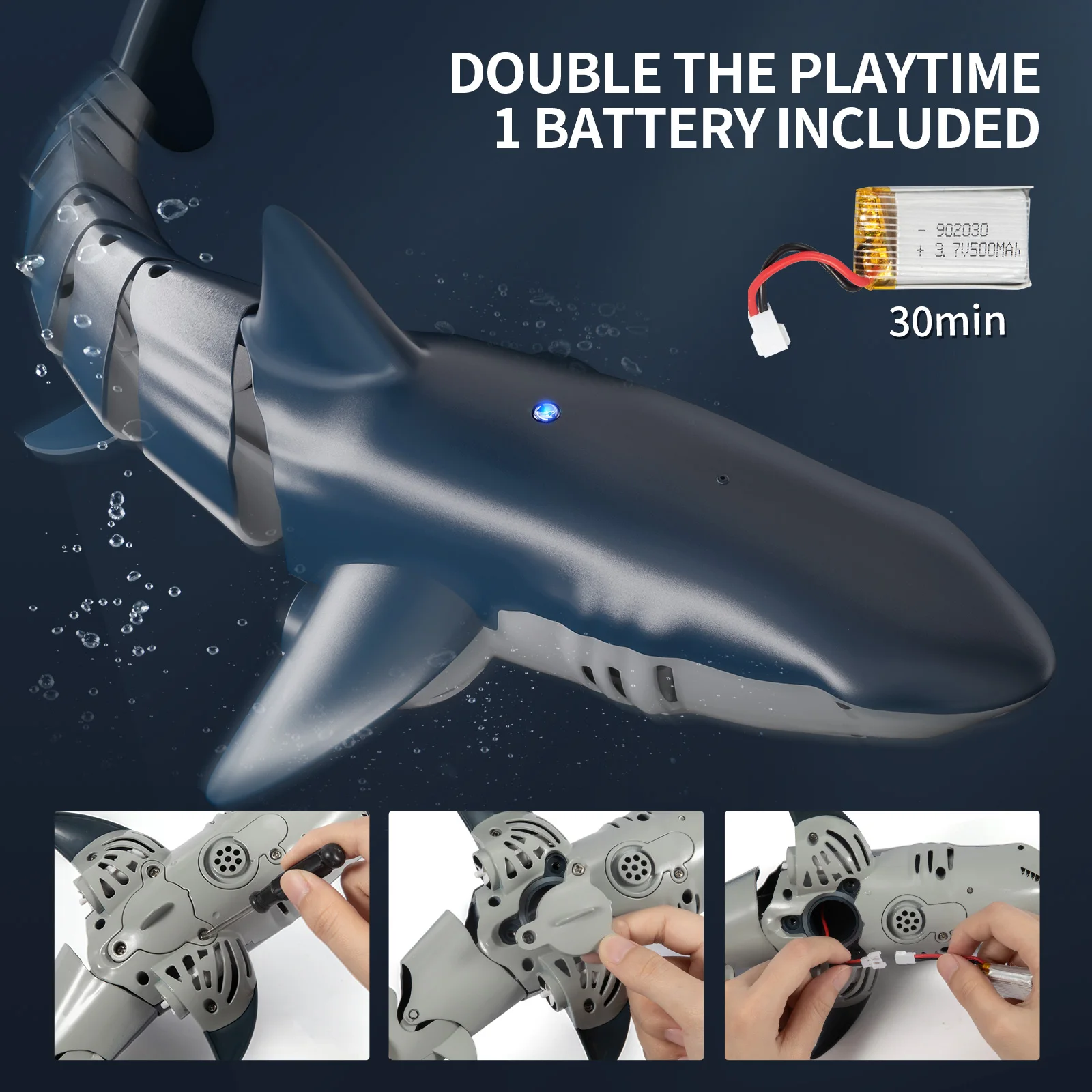 2.4G Remote Control Shark Toys Swimming Pool Bathroom Gift Remote Control Boat Toys Kids Boys Kids Cool Toys Shark Submarine