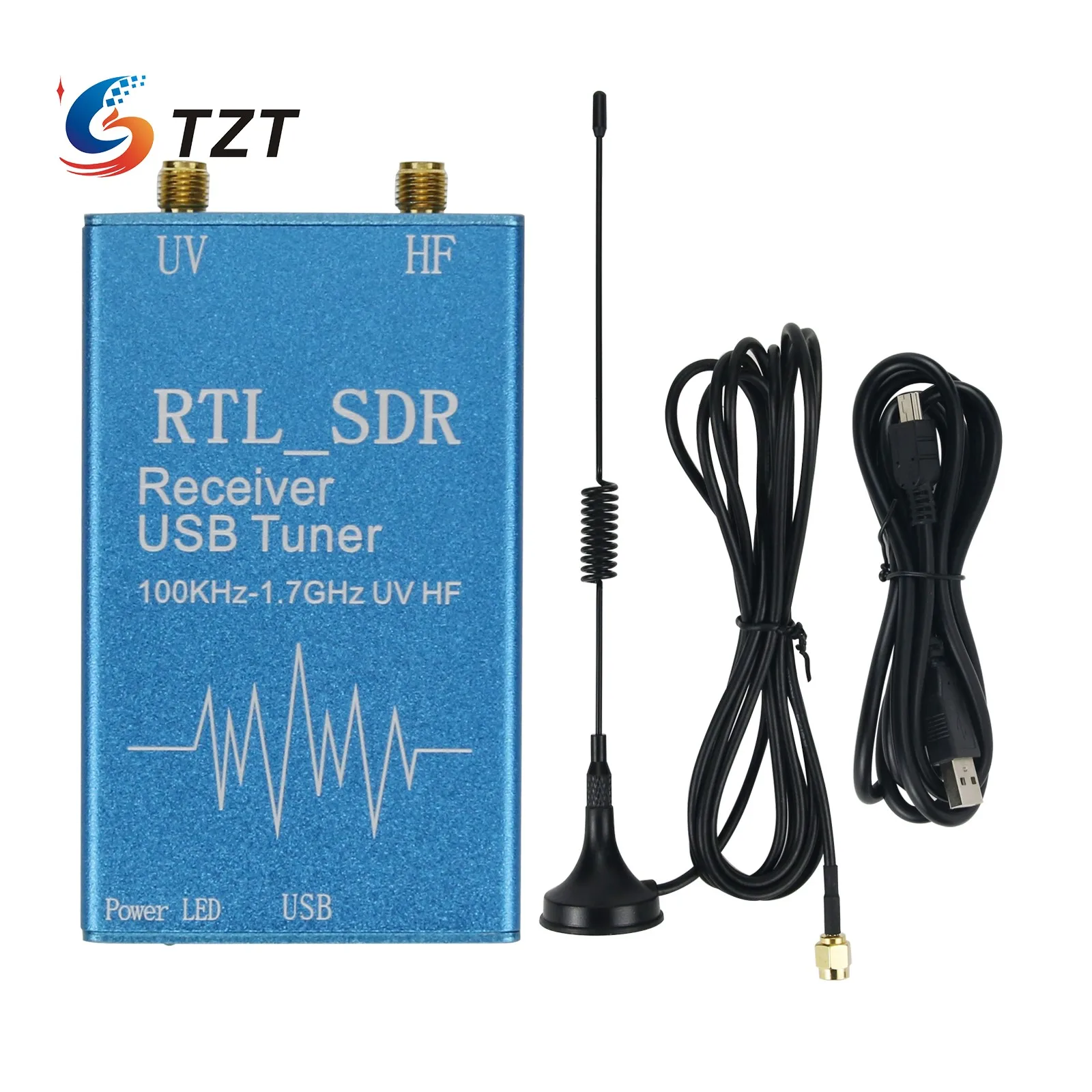 TZT 820T/820T2 For RTL SDR Receiver USB Tuner 100KHz-1.7GHz UV HF RTL2832U + R820T2 For Radio Communications