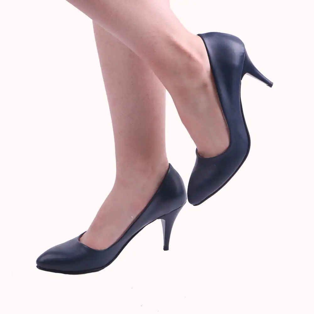 Navy Blue 7cm Heel Shoe for Women Thin Heeled Classic Low Stilettos Closed Toe Sandals for Woman Low Heel Dress Shoes for Women