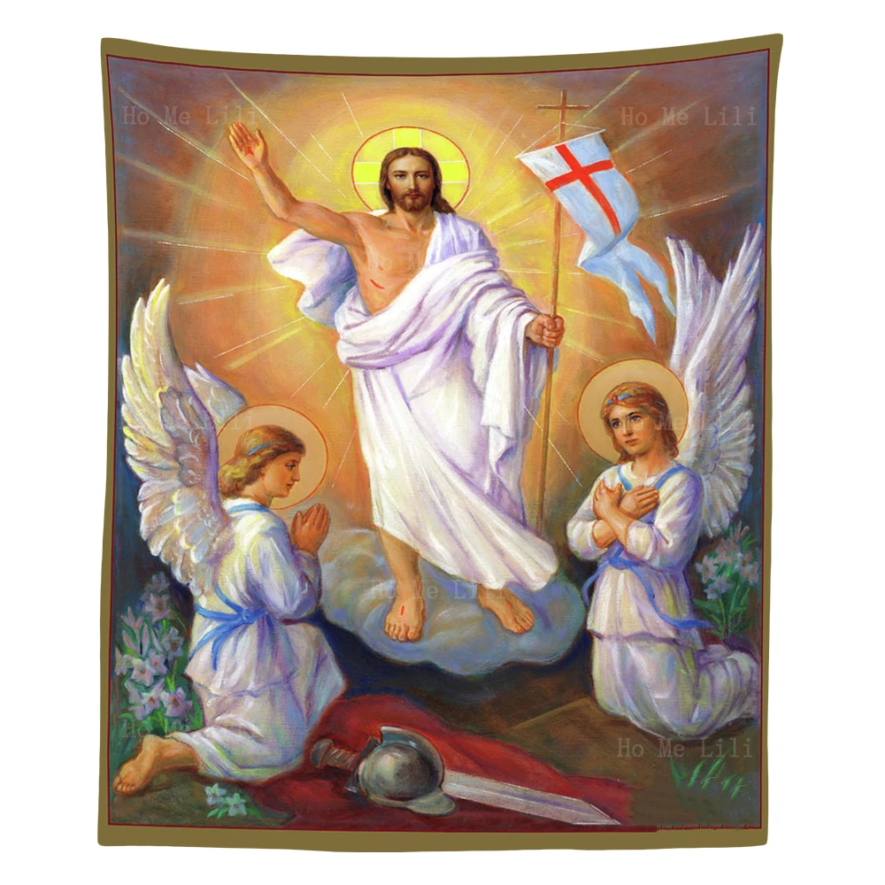 Icona di pasqua cattolica ortodossa russa resurrezione di cristo gesù angeli arazzo tradizionale sacro di Ho Me Lili Home Decor