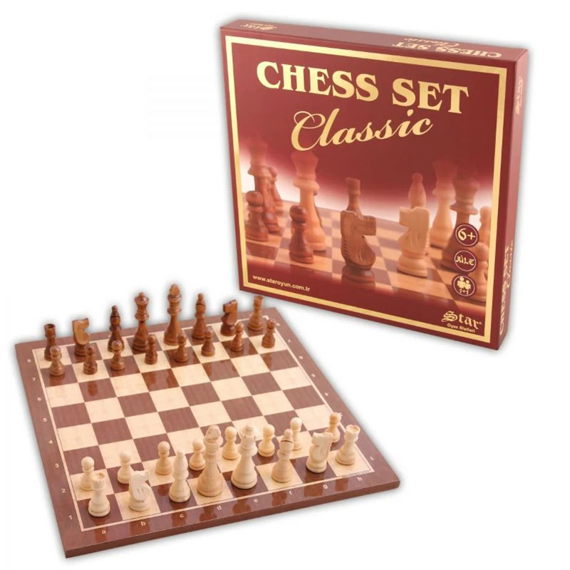 Star Chess Set Classic Wooden International Board Games Birthday Kids Man Gift The Queens Gambit Tv Series Made in Turkey