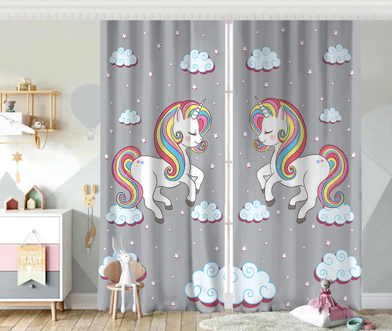 RealHomes Special Designed Digital Printed Kids Room Fund Perde1 wing | Home textile | Fashion curtain