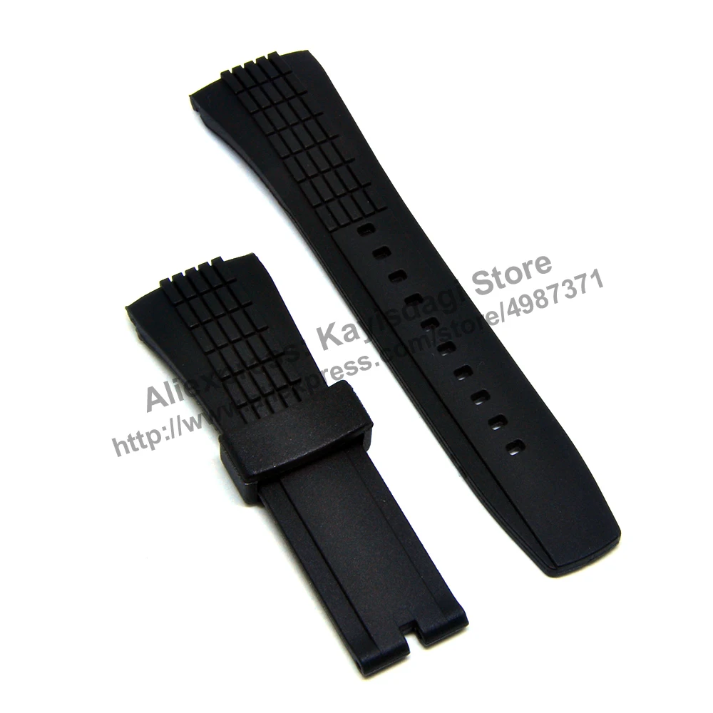 26mm Black Rubber Watch Band Strap Compatible For Seiko Velatura 7T62-0KN0 - SNAE17P1