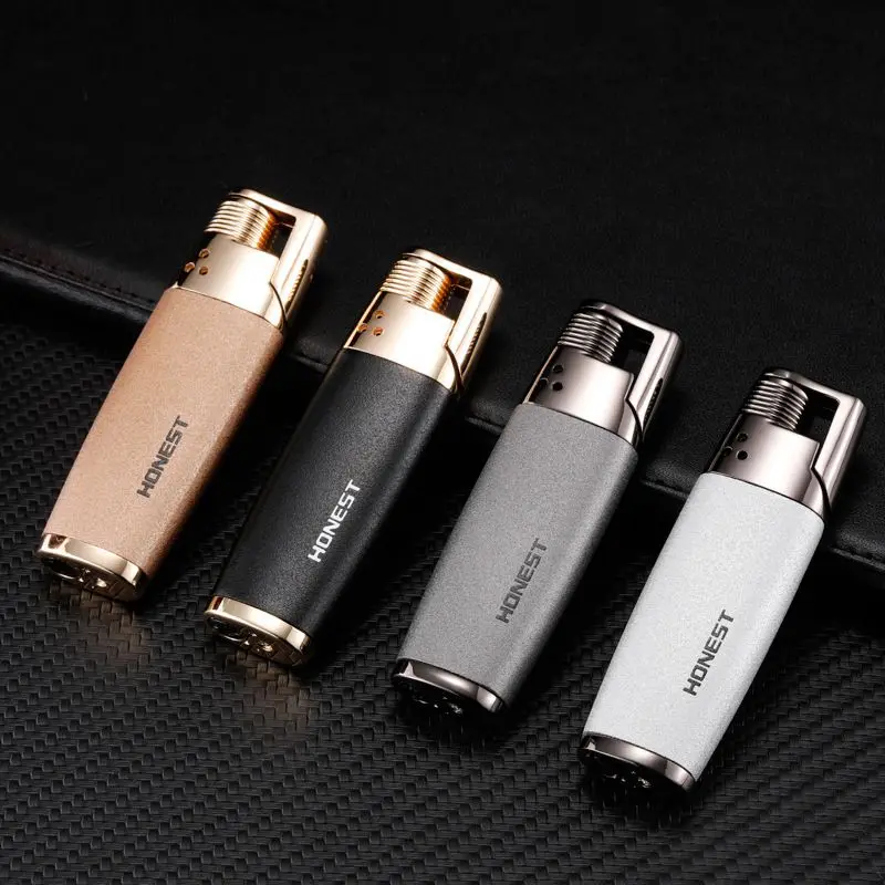 HONEST Personalized Long Strip Butane Gas Jet Lighter Portable Windproof Mini Torch Lighters Metal Cigarette Cigar Lighter