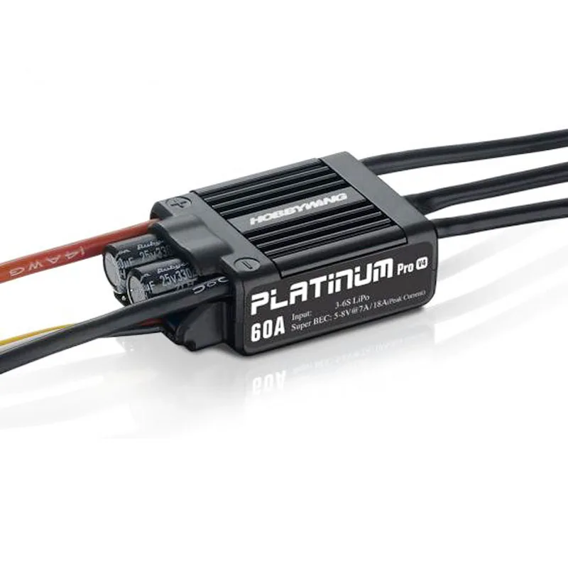 HobbyWing-Hélicoptère de classe d'origine Platinum PRO V4, 60A, ESC, 3S-6S, 450-480mm, hélice 325-360mm