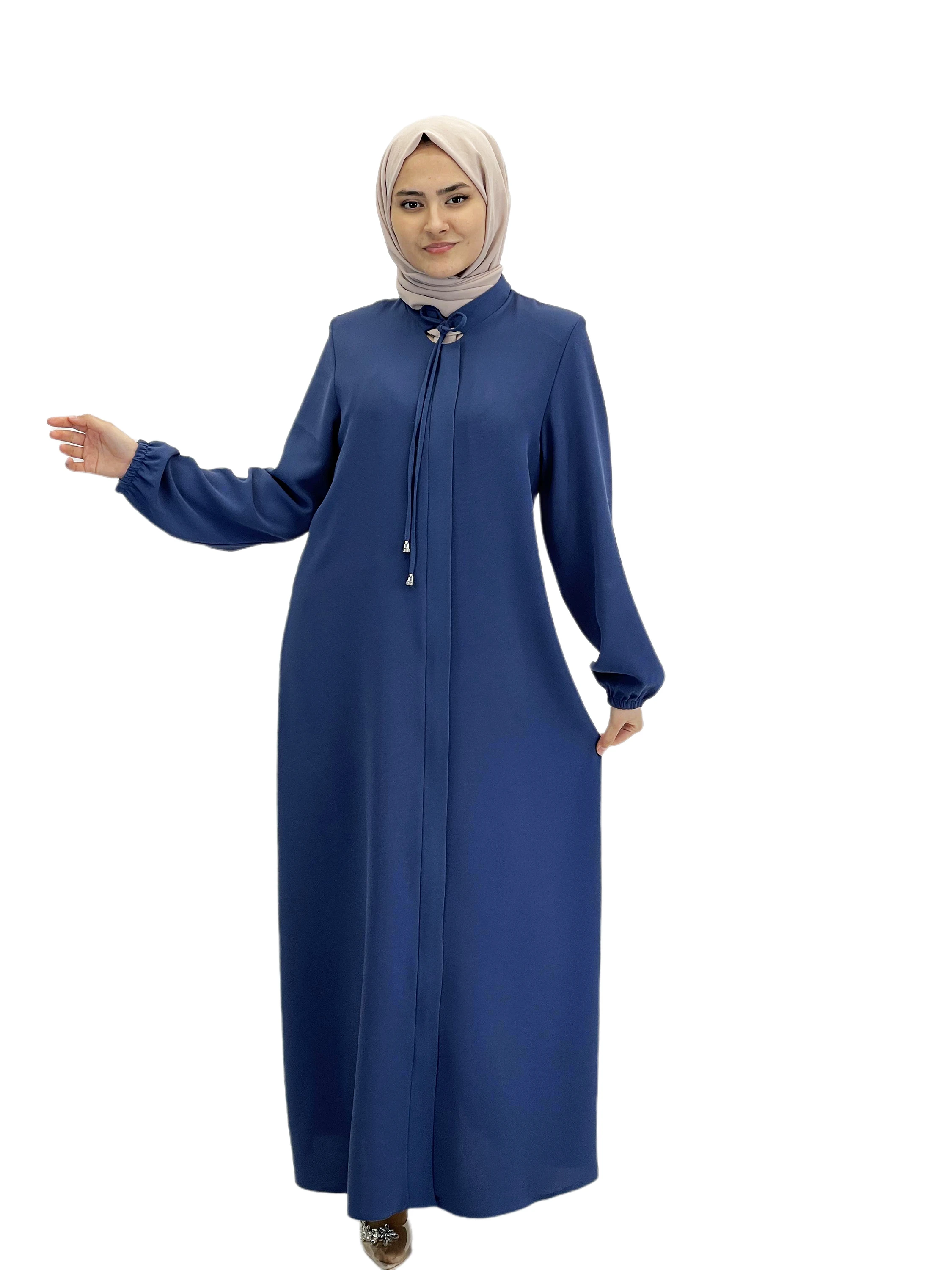 Maxi Dress Long Sleeve  Abaya for Muslim Dresses for Women Crepe Fabric Casual Clothes Hijab for Dubai Sport Abaya