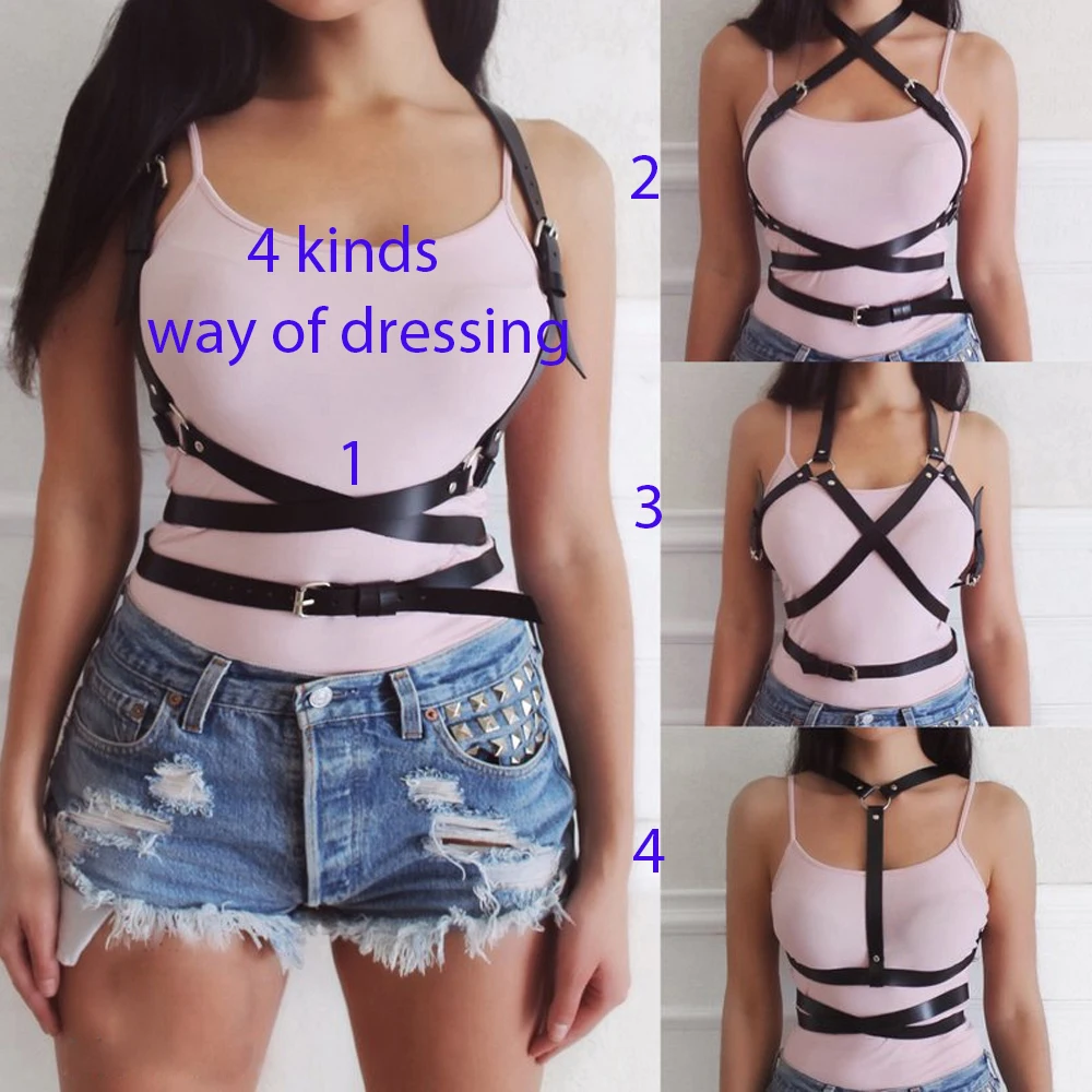 Women Sexy Garters faux Leather Women Body Bondage Cage Sculpting Harness Waist Belt Straps Suspenders Goth Harajuku Belt