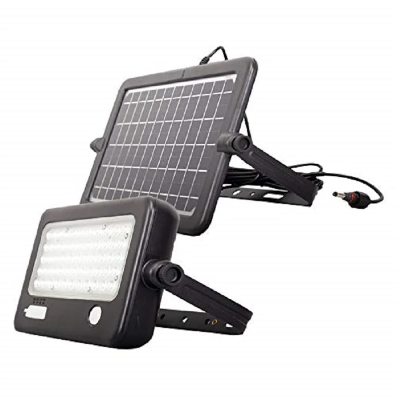 Black solar LED light projector with sensor 10W 1100LM 6000K fria light.