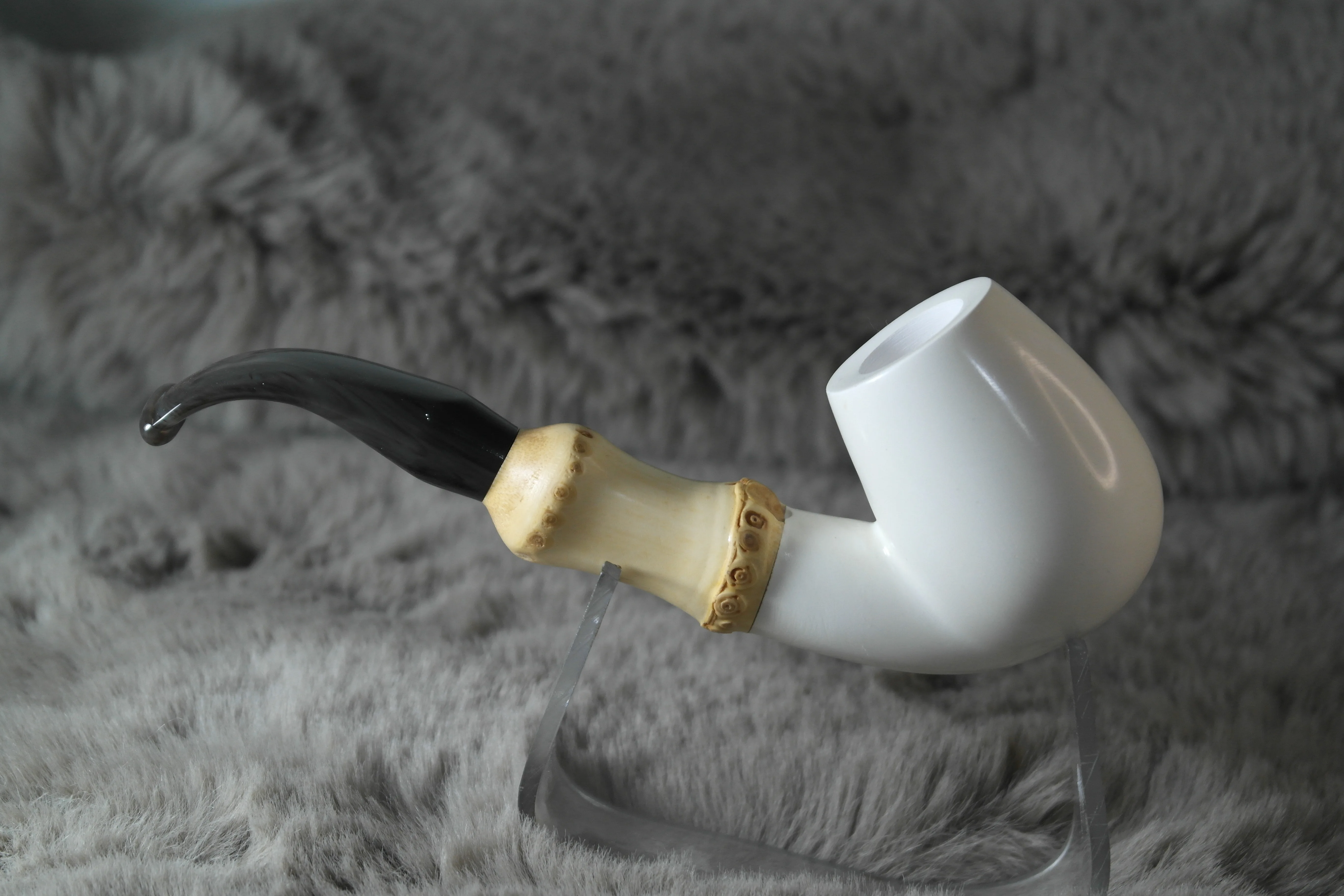 Handmade Block Meerschaum Smooth & Bamboo Pipe