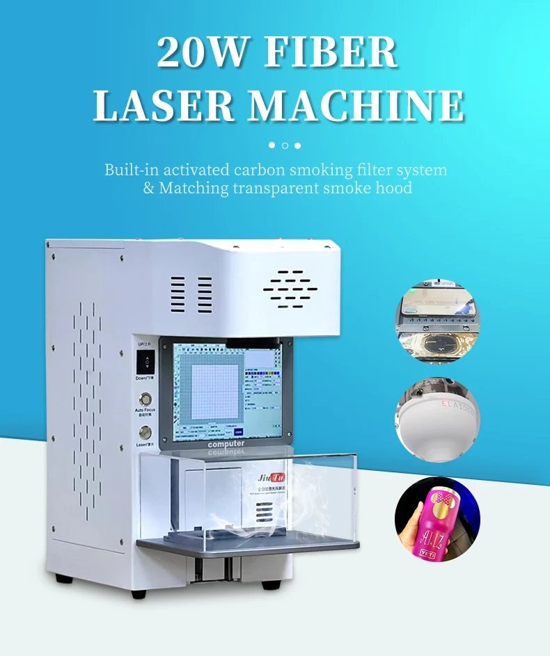 

20W Optical Fiber Laser Machine With Fume Extractor For iPhone 13 12 11 X Back Cover Glass Screen Separating