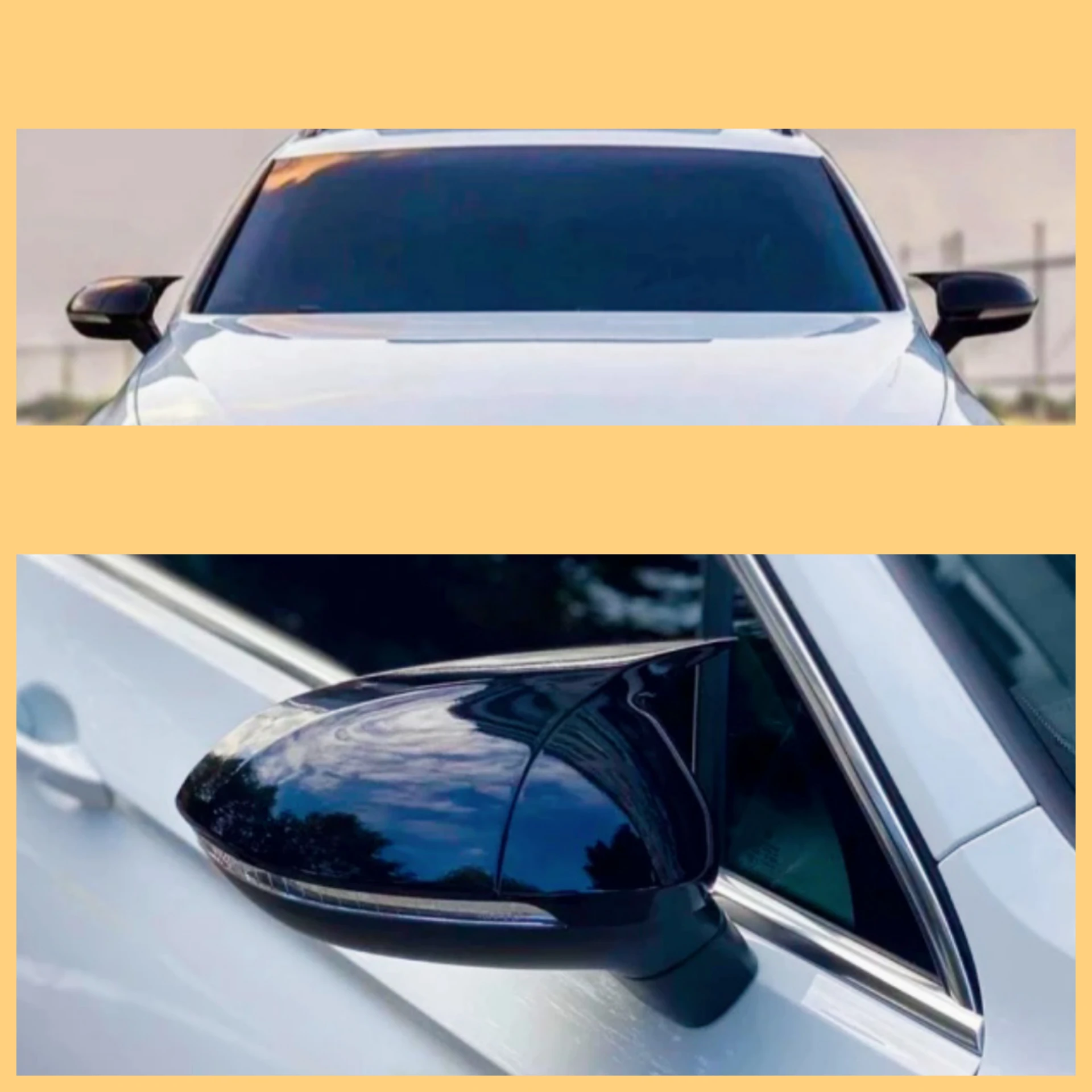 Bat Style Mirror Cover For Volkswagen Vw Passat B8 2015 2019 Car Accessories 2 Pieces Cover Glossy Black Shields Exterior Tuning