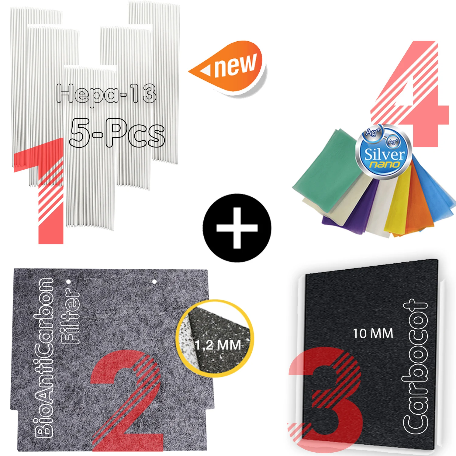 5ชิ้น/Fit สำหรับ Daikin KAC972A4กรอง MC707VM MCA75E2-W เครื่องกรองอากาศ + 10MM Active Carbon Filter + ป้องกัน + 2ป้องกันฝุ่น