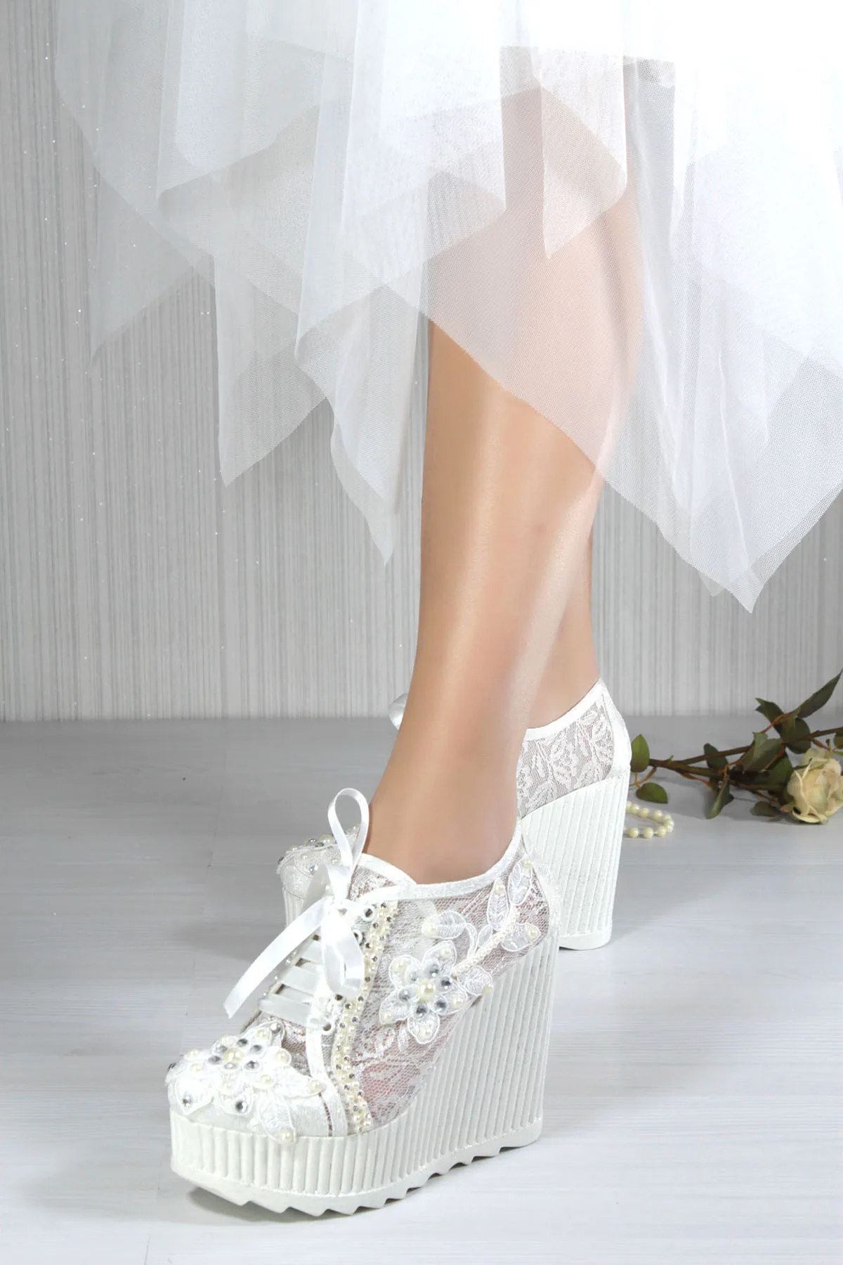 Jasmine senhoras de noiva pérola rendas luxo cristal sexy plataforma moda artesanal salto alto branco sapatos casamento