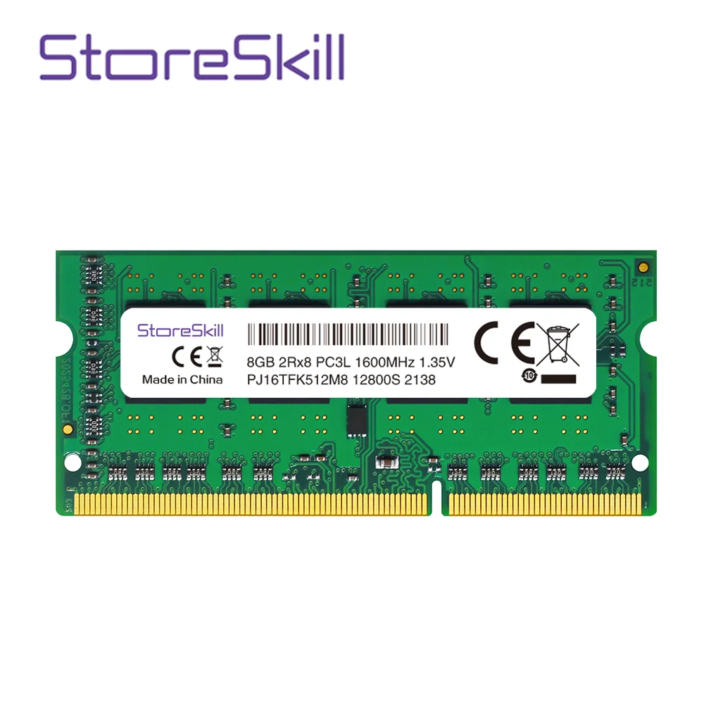 StoreSkill Memory DDR3L Notebook 4GB 8GB 10600 1333 12800 1600 لأجهزة الكمبيوتر المحمول DDR3 Ram SODIMM Memoria