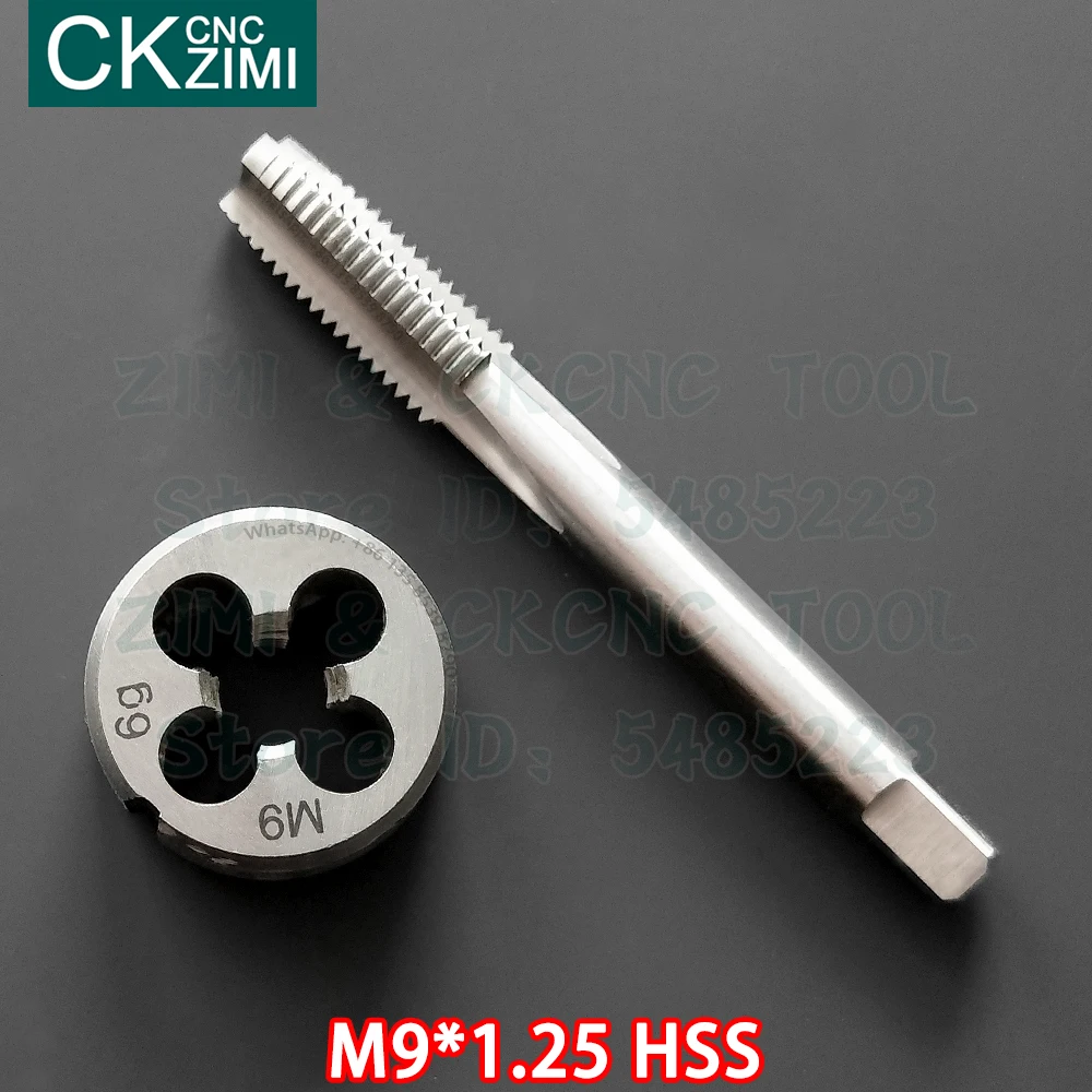 M9*1.25 M9x1.25 HSS Straight Handle Standard Machine Die Tap High Speed Steel Wire Tapping Drill Round Die Tap and Die Set Tools