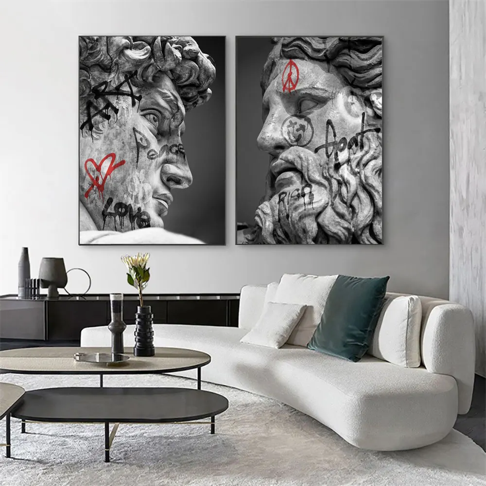 

Statue Art for Home Decor, David and Venus Poster, Print on Canvas, Wall Art, Sculpture Art, Motivation Picture for Living Room