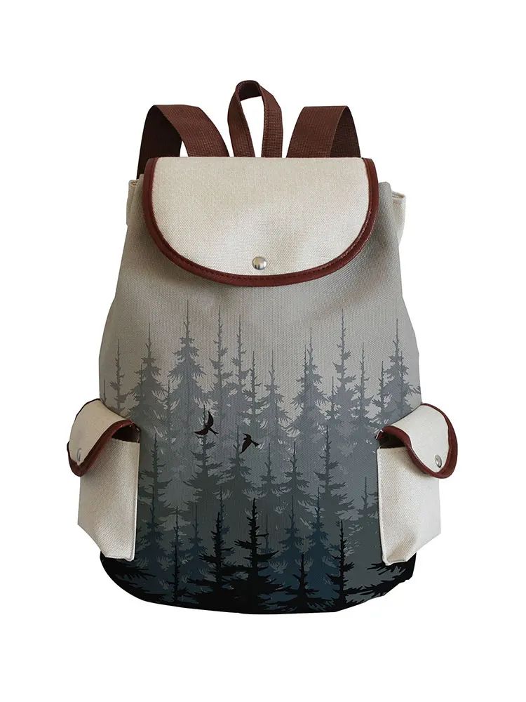 Pássaro da selva impresso bolsa paisagem casual drawstring mochila grande capacidade saco de escola portátil saco de livro eco senhoras mochila