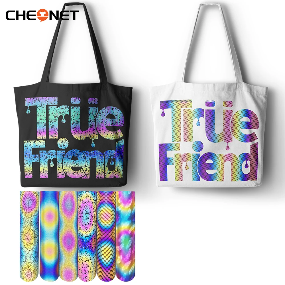 25cmx20cm Reflective Heat Transfer Vinyl Rainbow Reflective HTV Vinyl Sheets ForT-Shirts Clothes Bag Hat