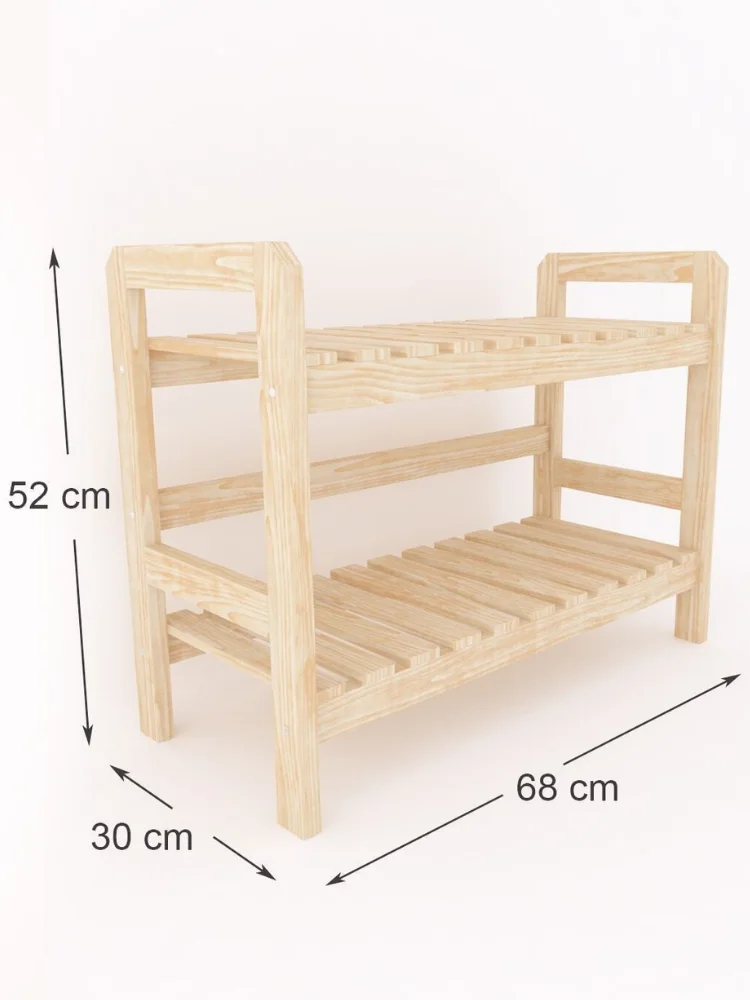 Decorative Wooden Shoe Rack Natural Handmade 2Layers Shelf Home Decor Organizer Storage Furniture Zapatero Étagère Display Stand